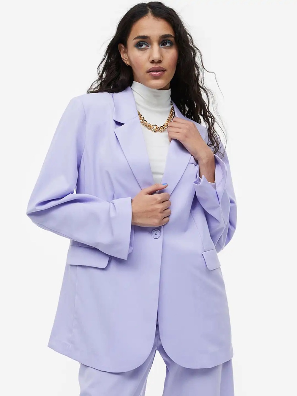 H&M Lavender Single-Button Oversized Blazer